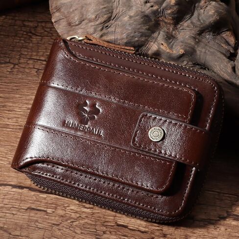 Chain Wallet for Men, RFID Blocking Men's Genuine Leather Bifold Purse with Zip Coin Pocket in Kuwait