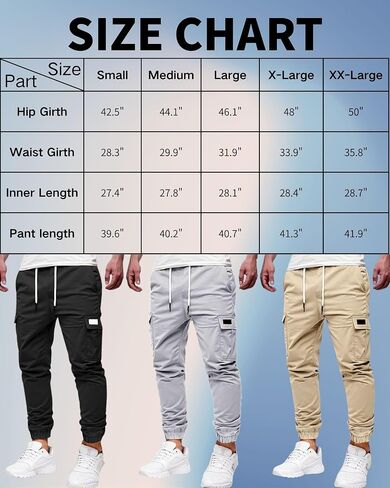 Men's Cargo Pants Joggers Casual Drawstring Multi Pocket Athletic Sports Outdoor Trousers in Kuwait