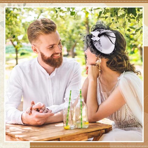 30 قطعة من قبعات Wavwavw الرائعة لحفلات الشاي مع حجاب 20s 50s ريش عتيق لؤلؤ على عصابة رأس أو مشبك للنساء والسيدات وحفلات الكوكتيل وحفلات الزفاف وأعياد الميلاد للنساء وحفلات الشاي in Kuwait