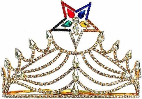 Masonic Eastern Star OES Grand Matron Gold Tone Rhinestones O.E.S Adjustable CROWN Without GAVEL in Kuwait