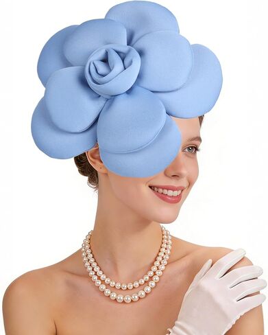 Zinniday Rose Flower Fascinators Hats - 2026 Elegant Extra Large Fascinator Hat Rose Cocktail Headpiece for Women Church in Kuwait