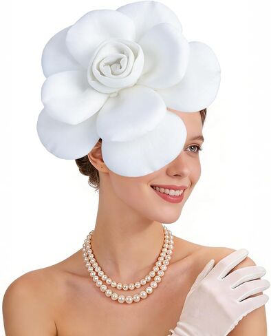 Zinniday Rose Flower Fascinators Hats - 2026 Elegant Extra Large Fascinator Hat Rose Cocktail Headpiece for Women Church in Kuwait