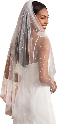 Pearl Veils Elegant Wedding Bridal Veil with Comb for Brides in Saudi Arabia