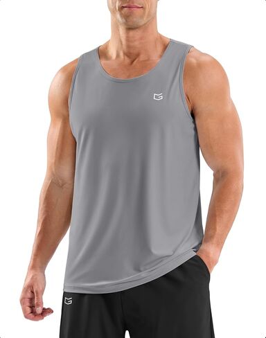 G Gradual Men's Workout Tank Tops Sleeveless Muscle Shirts Summer UPF 50+ Quick Dry Shirts for Men Athletic Running Gym(Light Grey,2XL) in Kuwait