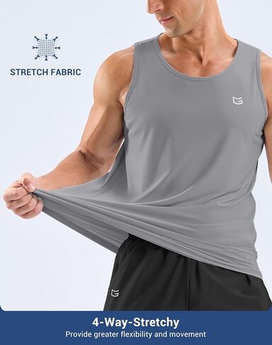 G Gradual Men's Workout Tank Tops Sleeveless Muscle Shirts Summer UPF 50+ Quick Dry Shirts for Men Athletic Running Gym(Light Grey,2XL) in Kuwait