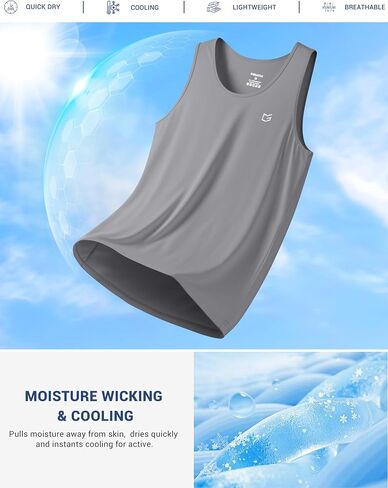 G Gradual Men's Workout Tank Tops Sleeveless Muscle Shirts Summer UPF 50+ Quick Dry Shirts for Men Athletic Running Gym(Light Grey,2XL) in Kuwait