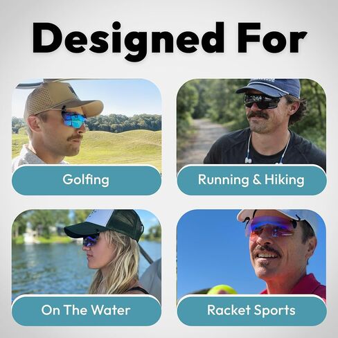 UNDERDOG Rocky Hat Clip-On Sunglasses, Polarized UV400 Lens, Lightweight, Glare Reduction for Golf, Hiking, Running, Outdoors in Kuwait