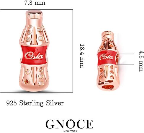 GNOCE 18K Rose Gold Palted Cola Charm With Red Cz Stone S925 Sterling Silver Taste The Feeling Cola Bottle Accessories Beads Fit All Major Brands Of Bracelet… in Kuwait