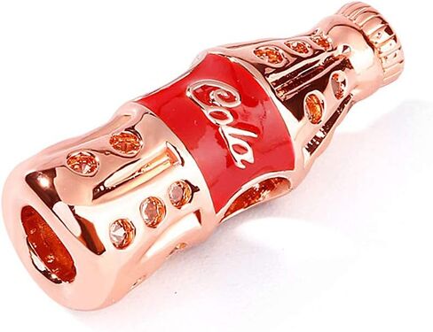 GNOCE 18K Rose Gold Palted Cola Charm With Red Cz Stone S925 Sterling Silver Taste The Feeling Cola Bottle Accessories Beads Fit All Major Brands Of Bracelet… in Kuwait