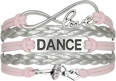 Infinity Collection Love Dance Bracelet – Black, Silver & Blue Braided Multi-Strand Adjustable Wristband with I Love to Dance Heart Charm – Gift for Dancers, Teens & Dance Teams in Kuwait