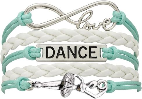 Infinity Collection Love Dance Bracelet – Black, Silver & Blue Braided Multi-Strand Adjustable Wristband with I Love to Dance Heart Charm – Gift for Dancers, Teens & Dance Teams in Kuwait