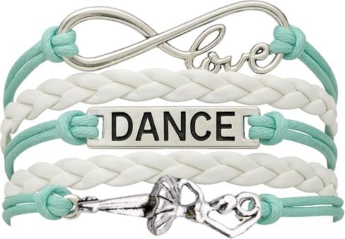 Infinity Collection Love Dance Bracelet – Black, Silver & Blue Braided Multi-Strand Adjustable Wristband with I Love to Dance Heart Charm – Gift for Dancers, Teens & Dance Teams in Kuwait