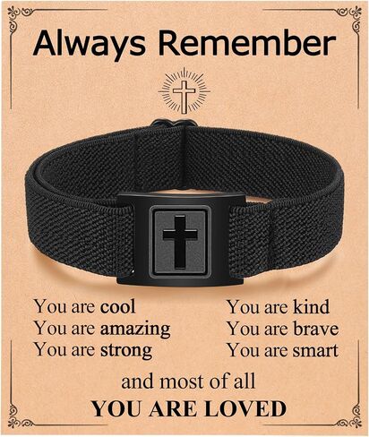Always Remember You Are Loved Mens Cross Bracelet Easter Christmas Christian Baptism Birthday Graduation Gifts for Boys in Saudi Arabia