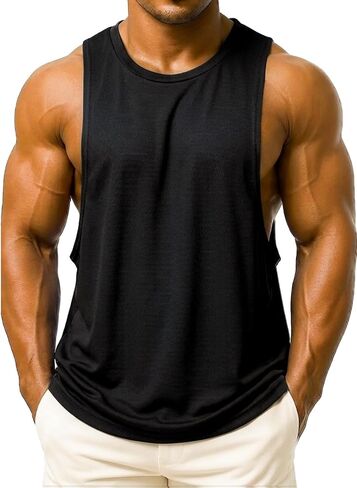 Mens Drop Arm Muscle Tops Sleeveless Workout Mesh Tank Top for Men Soft Quite Dry Shirt in Saudi Arabia