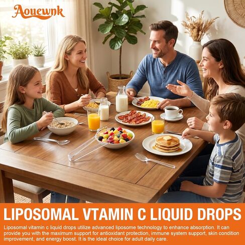 2 Packs Liposomal Vitamin C 2000mg Liquid Drops, 11-in-1 High Absorption VC Complex with Rose Hips, Echinacea, Citrus Bioflavonoids, Zinc, Vitamin D3 & Collagen, Suppost Antioxidant & Immunity,4 Fl Oz in Kuwait