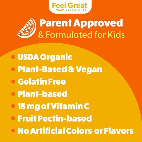 Feel Great Organic Vitamin C Liquid Drops for Kids & Toddlers | Immune Support & Antioxidant Supplement | Easy-to-Take Liquid | USDA Organic, Vegan, Non-GMO, Gluten-Free | 2 fl oz in Saudi Arabia