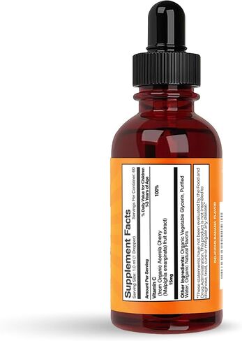 Feel Great Organic Vitamin C Liquid Drops for Kids & Toddlers | Immune Support & Antioxidant Supplement | Easy-to-Take Liquid | USDA Organic, Vegan, Non-GMO, Gluten-Free | 2 fl oz in Saudi Arabia