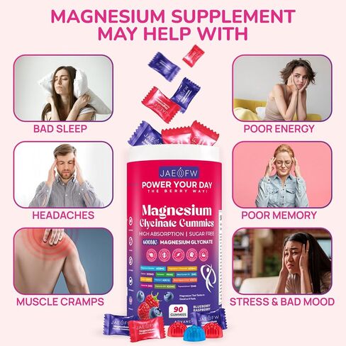 Magnesium Glycinate Gummies 1000mg – x2 High Absorption Magnesium Gummies for Women, Men & Kids – Sugar Free Vegan Supplement with CoQ10, Vitamin D3 & B6 – Daily Balance, Calm Energy & Muscle Function in Saudi Arabia