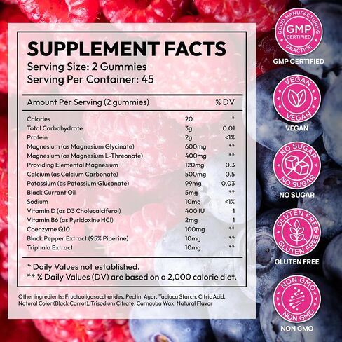 Magnesium Glycinate Gummies 1000mg – x2 High Absorption Magnesium Gummies for Women, Men & Kids – Sugar Free Vegan Supplement with CoQ10, Vitamin D3 & B6 – Daily Balance, Calm Energy & Muscle Function in Saudi Arabia