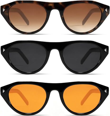 Rmerom Retro Small Oval Sunglasses for Women Men 2026 Trendy Chic Cat Eye Narrow Sun Glasses Vacation Outfits Fashion Sunnies in Saudi Arabia