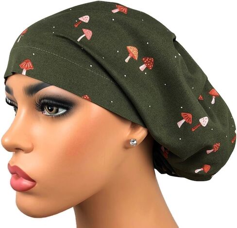 DK Scrub Hats, Surgical Cap for Nurses, Uniform Head Cover, Hospital Scrub Hat, Sage Mushrooms Green in Kuwait