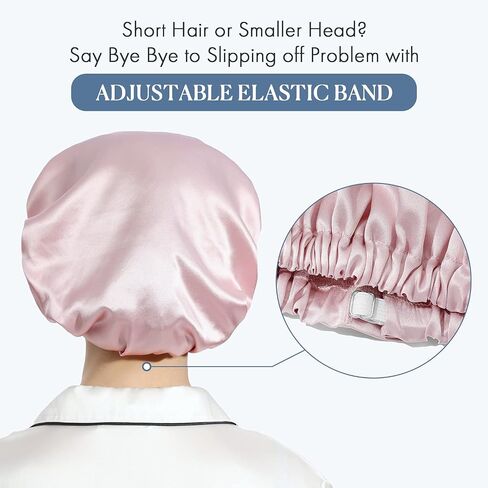 Mommesilk Silk Sleep Cap 22 Momme Pure Silk Bonnet for Women Adjustable Elastic Mulberry Silk Sleeping Cap Head Cover Hair Pink in Kuwait