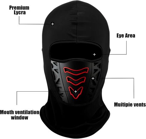 Summer Balaclava Face Mask for Men and Women, UV Protection, Breathable Cooling Sun Protection Mask for Motorcycle and Cycling, Full Head Coverage with Glasses Holes Black in Saudi Arabia