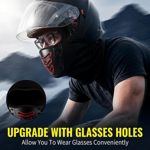 Summer Balaclava Face Mask for Men and Women, UV Protection, Breathable Cooling Sun Protection Mask for Motorcycle and Cycling, Full Head Coverage with Glasses Holes Black in Saudi Arabia
