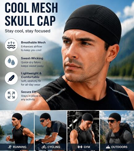 Cooling Skull Caps Helmet Liner Breathable Mesh Stretch Beanie Quick Dry Headwear for Men and Women Cycling Cap in Saudi Arabia