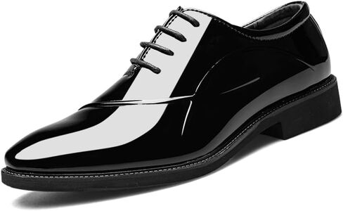 Men's Patent Leather Tuxedo Dress Shoes Classic Lace-up Formal Business Oxford Wedding Shoes in Saudi Arabia