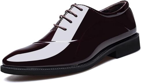 Men's Patent Leather Tuxedo Dress Shoes Classic Lace-up Formal Business Oxford Wedding Shoes in Saudi Arabia