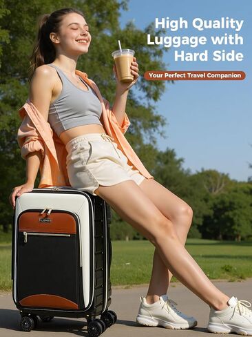 Carry on Luggage Airline Approved 22x14x9, 20 Inch Expandable Hardside Suitcases with Spinner Wheels, Front Business Pockets Carry on Suitcase for Women Men with TSA Lock, Lightweight Travel Luggage in Saudi Arabia