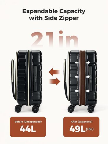 Carry on Luggage Airline Approved 22x14x9, 20 Inch Expandable Hardside Suitcases with Spinner Wheels, Front Business Pockets Carry on Suitcase for Women Men with TSA Lock, Lightweight Travel Luggage in Saudi Arabia