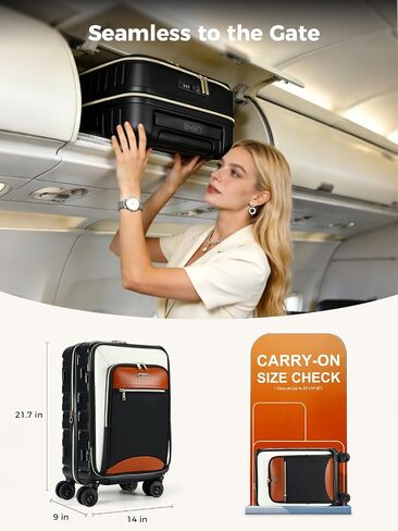 Carry on Luggage Airline Approved 22x14x9, 20 Inch Expandable Hardside Suitcases with Spinner Wheels, Front Business Pockets Carry on Suitcase for Women Men with TSA Lock, Lightweight Travel Luggage in Saudi Arabia