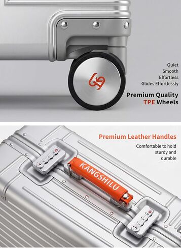 Aluminum Carry On Luggage 20 Inch, Zipperless Aluminum Suitcase with Removable Wheels, TSA Lock, Leather Handle, Sleek Durable Metal Carry-On for Travel in Saudi Arabia