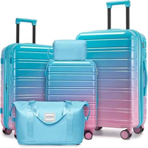 LARVENDER 5 Piece Luggage Set Hardside Expandable 20 24 28 Inch Cotton Candy in Saudi Arabia