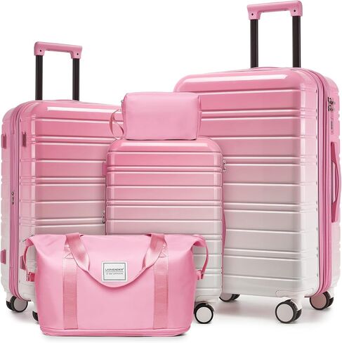 LARVENDER 5 Piece Luggage Set Hardside Expandable 20 24 28 Inch Cotton Candy in Saudi Arabia