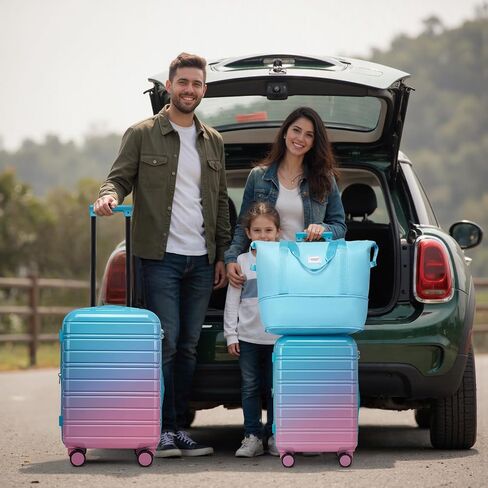 LARVENDER 5 Piece Luggage Set Hardside Expandable 20 24 28 Inch Cotton Candy in Saudi Arabia