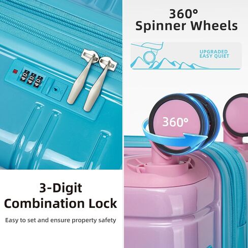 LARVENDER 5 Piece Luggage Set Hardside Expandable 20 24 28 Inch Cotton Candy in Saudi Arabia