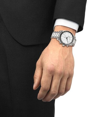 Tissot PR516 40mm, Swiss Quartz Chronograph Watch for Men, Stainless Steel Case, White Dial, T1494171101100 in Kuwait
