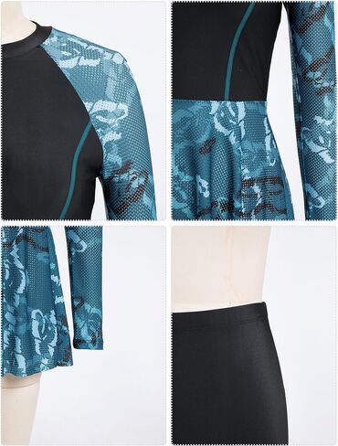 OBEEII Women Two Piece Rash Guard Long Sleeve Surfing Modest Swimdress with Shorts Beachwear Swimsuit Swimwear Bathing Suit in Kuwait