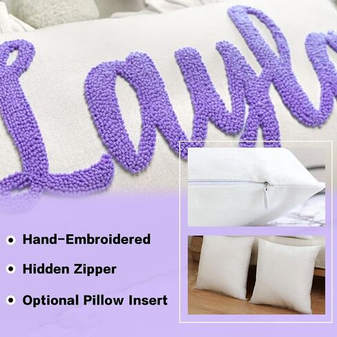Personalized Pillow Cover w/Initial, Monogram Pillow Custom Name, Home Office Decor Punch Needle Embroidered Custom Room Decor for Couple Gift Cushion, Customizable Size in Saudi Arabia