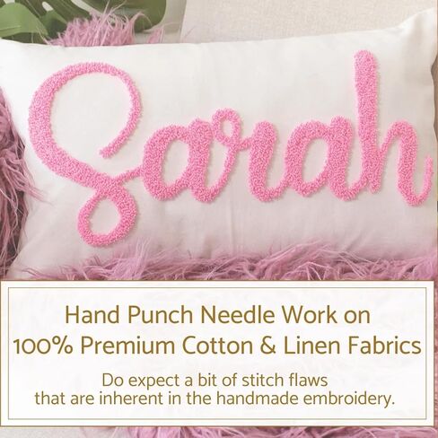Personalized Pillow Cover w/Initial, Monogram Pillow Custom Name, Home Office Decor Punch Needle Embroidered Custom Room Decor for Couple Gift Cushion, Customizable Size in Saudi Arabia