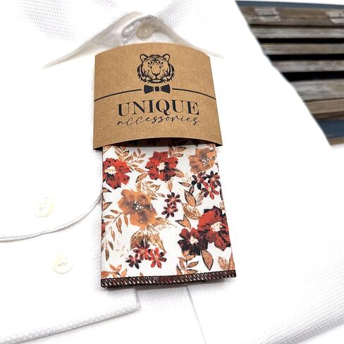 Men's Floral Satin Necktie, Stylish Novelty Tie for Weddings, Groomsmen Tie, Events, Brunt Orange Floral (Rust Orange, Regular) in Saudi Arabia