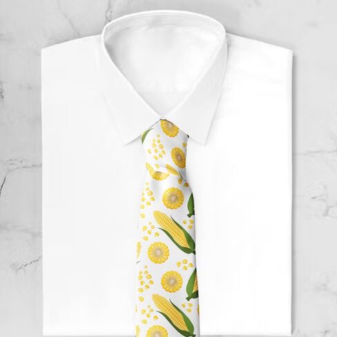 Novelty Necktie for Men (Ripe Corn Pattern) Fun Conversational Silky Tie, Neck Tie for Party, Events, Unique and Original in Kuwait