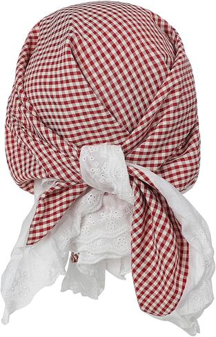 Women's Gingham Sun Headscarf Hat with Lace Trim Foldable UV Protection Neck Covering Visor Cap for Outdoor Beach in Kuwait