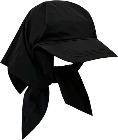 Women's Gingham Sun Headscarf Hat with Lace Trim Foldable UV Protection Neck Covering Visor Cap for Outdoor Beach in Kuwait