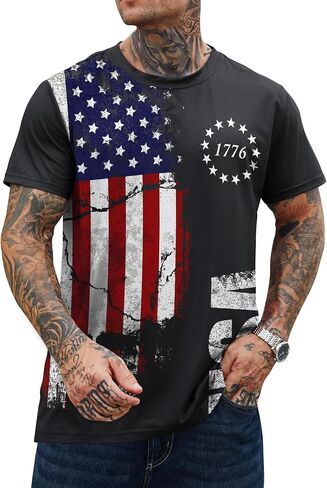 Men's American Tshirt USA Flag 4th of July 250th Anniversary Shirt(S-3XL) in Kuwait