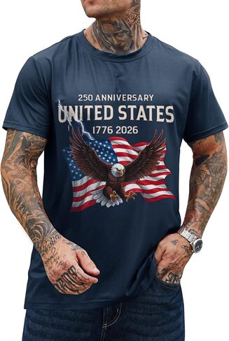 Men's American Tshirt USA Flag 4th of July 250th Anniversary Shirt(S-3XL) in Kuwait