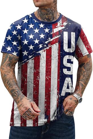 Men's American Tshirt USA Flag 4th of July 250th Anniversary Shirt(S-3XL) in Kuwait